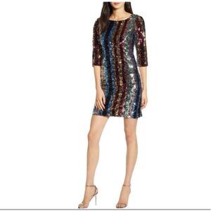 Cupcakes and Cashmere Multi Color Stripe Sequin Dress